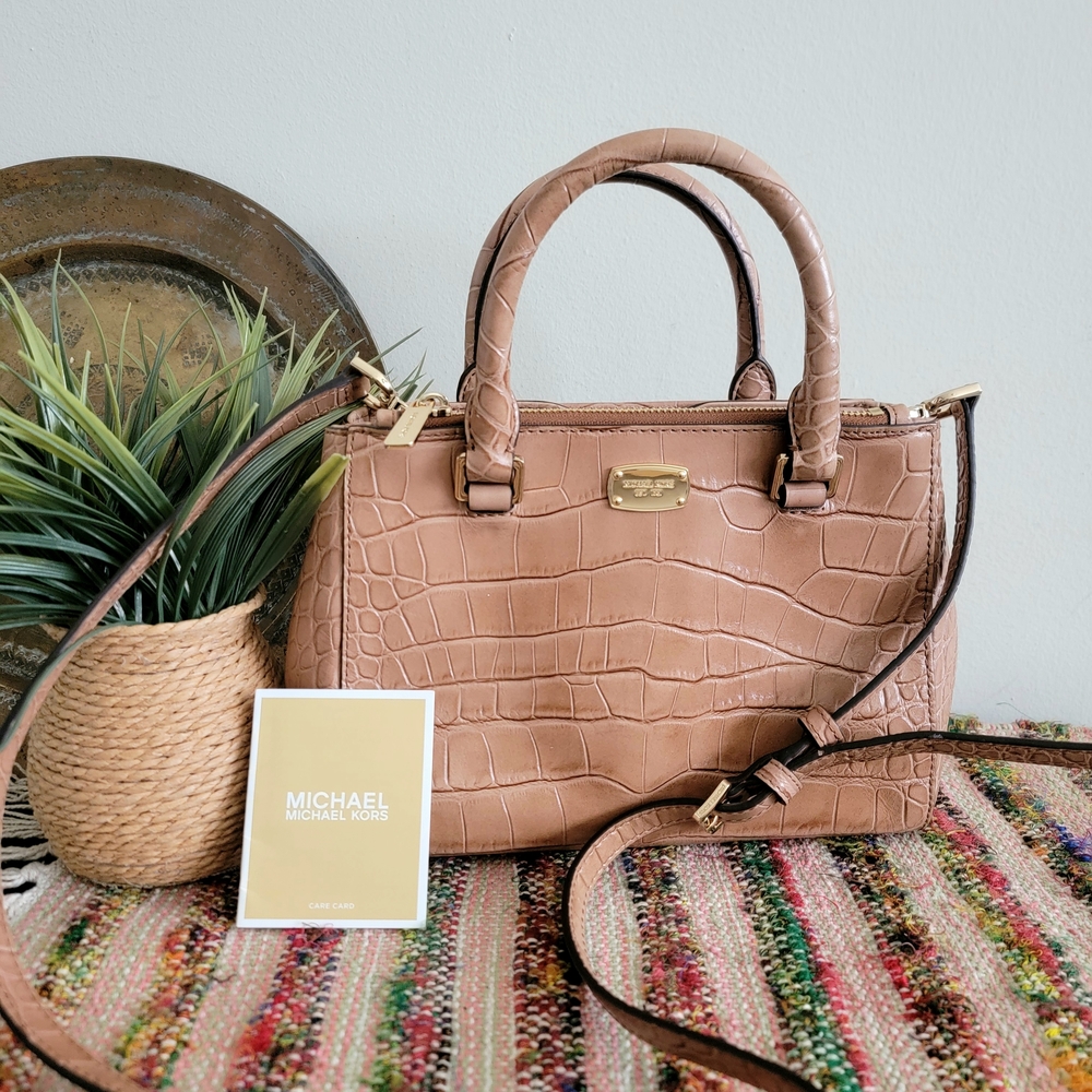 Michael Kors Tan Leather Satchel with Gold Hardware